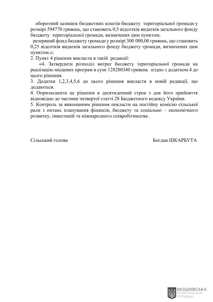 Рішення 48 чергової сесії Мошнівської сільської ради VIII скликання від 07.06.2024 Рішення 48 чергової сесії Мошнівської сільської ради VIII скликання від 07.06.2024