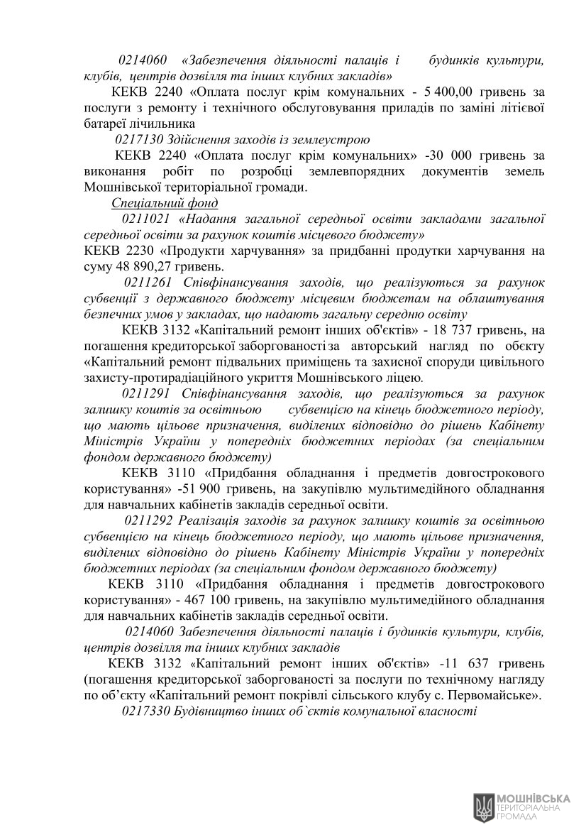 Рішення 51 чергової сесії Мошнівської сільської ради VIII скликання від 05.08.2024 Рішення 51 чергової сесії Мошнівської сільської ради VIII скликання від 05.08.2024