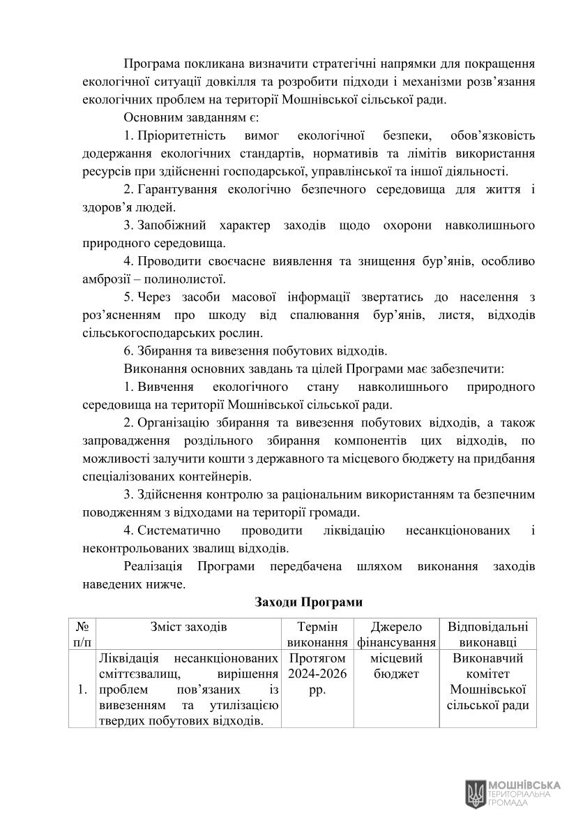 Рішення 51 чергової сесії Мошнівської сільської ради VIII скликання від 05.08.2024 Рішення 51 чергової сесії Мошнівської сільської ради VIII скликання від 05.08.2024